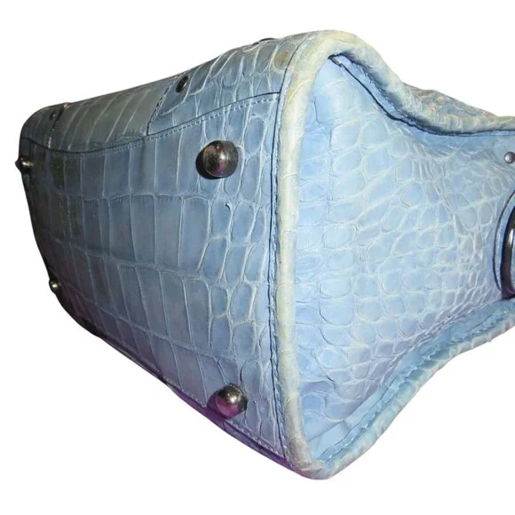 SOLD Coach Rhyder Limited Edition rare dusty blue Croc Embossed Denim Leather - Picture 11 of 16